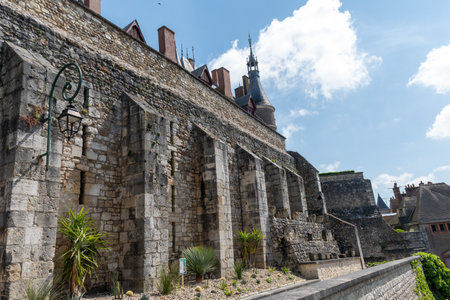 Views of walls, houses in old part of town on the Loire river, in Loiret department, Franceの写真素材