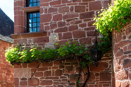 Collonges-la-Rouge village one of the most beautiful villages in France with houses made from red...