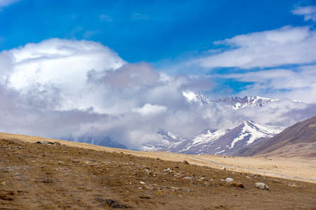 Mountain cover by Snow A Beautiful landscape in Eastern Himalaya North Sikkim India near Gurudongmar...