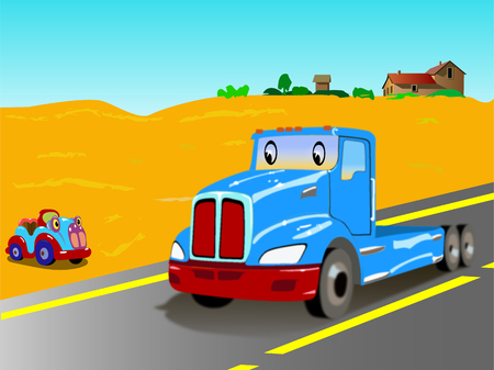 Meeting on the road two carsのイラスト素材