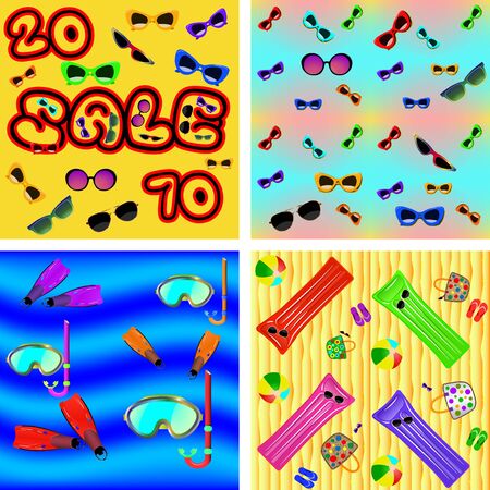 Patterns made up of items for a summer holiday. Designed for use in design practice.のイラスト素材