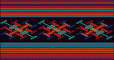 A traditional ornament of peoples and countries of Latin America in which rich colors attract attention and wealth. Women's woven carpets with ornament embroidered on fabrics for dresses. Embroideriesのイラスト素材