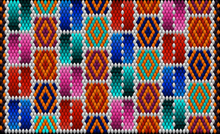 A traditional ornament of peoples and countries of Latin America in which rich colors attract attention and wealth. Women's woven carpets with ornament embroidered on fabrics for dresses. Embroideriesのイラスト素材