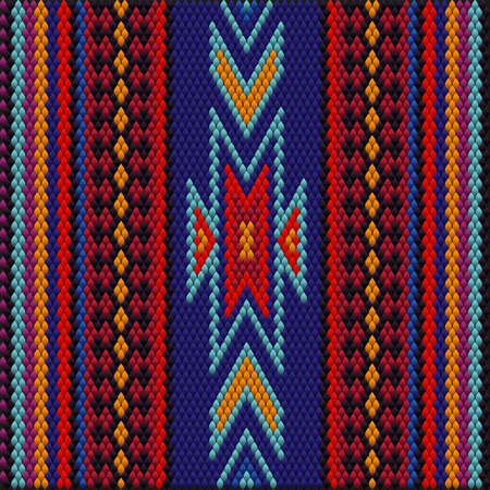 A traditional ornament of peoples and countries of Latin America in which rich colors attract attention and wealth. Women's woven carpets with ornament embroidered on fabrics for dresses. Embroideriesのイラスト素材