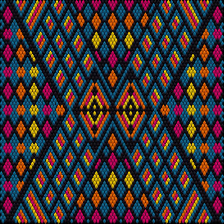 A traditional ornament of peoples and countries of Latin America in which rich colors attract attention and wealth. Women's woven carpets with ornament embroidered on fabrics for dresses. Embroideriesのイラスト素材