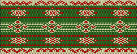 Ornament, mosaic, ethnic, folk pattern. It is made in bright, juicy, perfectly matching colors. New Year, Christmas, winter, festive pixel pattern.のイラスト素材
