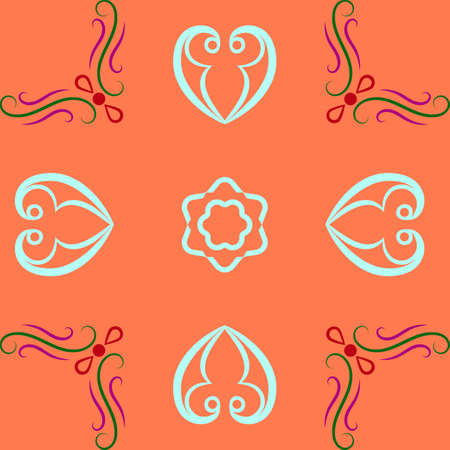 Sample traditional ornament of the peoples and countries of Asia, in which saturated colors attract...