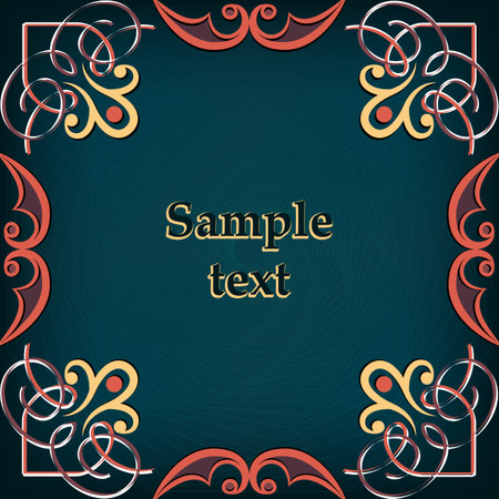 Frame for text with a pattern in Arabic, Asian style. The frame is designed for festive, congratulatory, invitation texts.のイラスト素材