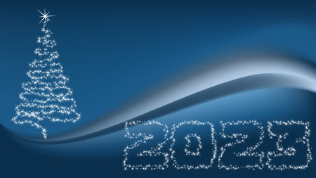 Colorful Happy New Year 2023, bright frame on background with text. Vector illustration in a flat...