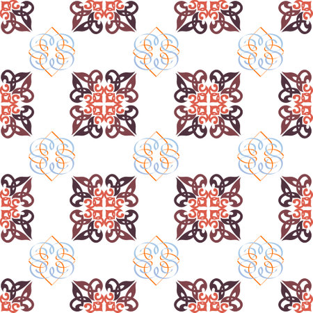 A traditional ornament of the peoples and countries of Asia, in which saturated colors attract luck and wealth. Women's woven carpets with ornament embroidered on fabrics for dresses. Embroidery patterns.のイラスト素材