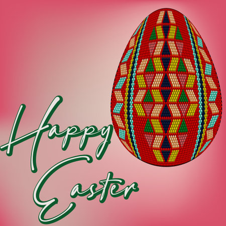 Happy Easter greeting holiday background. Decorative egg as a symbol of the spring holiday. Graphic abstract design in minimal style.のイラスト素材