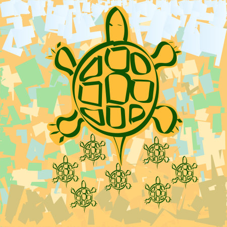 Turtle on the abstract background. vector illustration. Eps 10.のイラスト素材