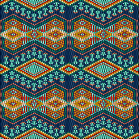 A traditional ornament of the peoples and countries of Asia, in which saturated colors attract luck and wealth. Women's woven carpets with ornament embroidered on fabrics for dresses. Embroidery patterns.のイラスト素材