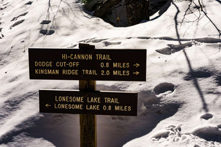 Cannon Mountain in Franconia, NH via Hi-Cannon, Kinsman Ridge, and Lonesome Lake Trailsの写真素材