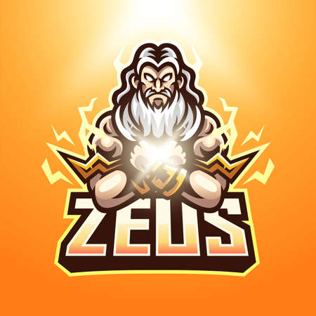 zeus mascot for esport and sport team logo with shine lightningのイラスト素材