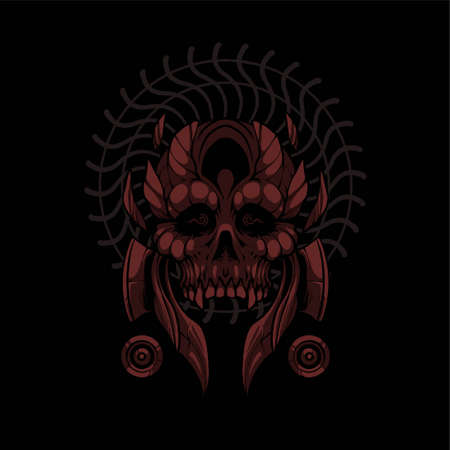 skull head vector illustration, suitable for t-shirt, print, and merchandise productのイラスト素材