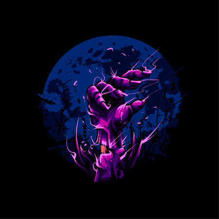 zombie hands rise from the grave Vector Illustration, Suitable for t-shirt, Apparel, Print and Merchandise Productsのイラスト素材