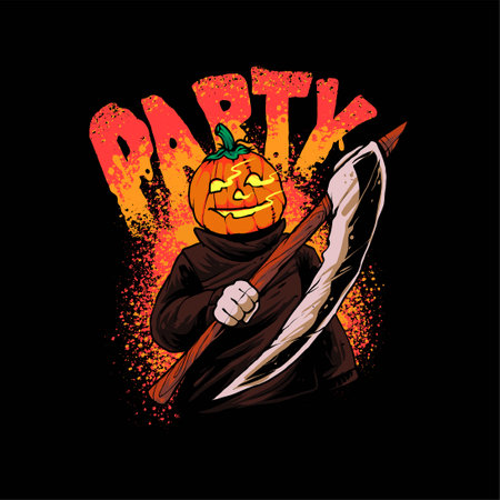 Pumpkin Halloween Illustration, Suitable for t-shirt, Apparel, Print and Merchandise Productsのイラスト素材