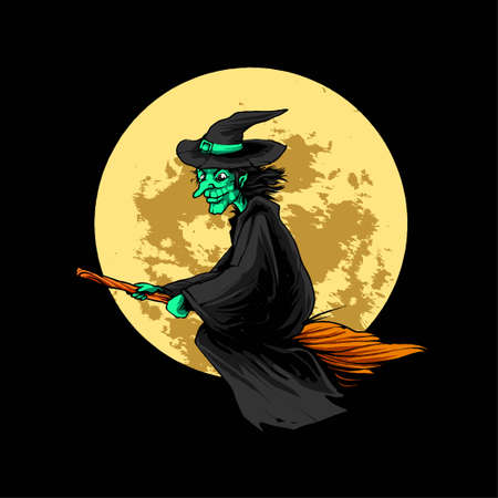 Witch Halloween Illustration, Suitable for t-shirt, Apparel, Print and Merchandise Productsのイラスト素材