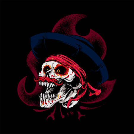 Dia de muertos skull Illustration, perfect for T-shirt, Apparel or merchandise design