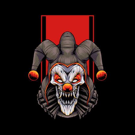 evil clown T shirt Illustration Premium Vectorのイラスト素材