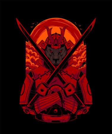 Panther Samurai Illustration. Perfect for T-shirt Productのイラスト素材