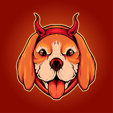 devil beagle dog Illustration premium vector, perfect for t shirtのイラスト素材
