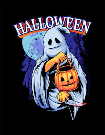 man Ghost Costume Illustration premium vector, perfect for t shirtのイラスト素材