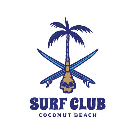 hand drawn surf club logoのイラスト素材