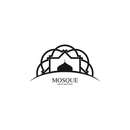 mosque logo icon inspiration with mandala ornaments. black and white texture. simple and unique logos. for corporate symbols and graphic designs. modern templatesのイラスト素材