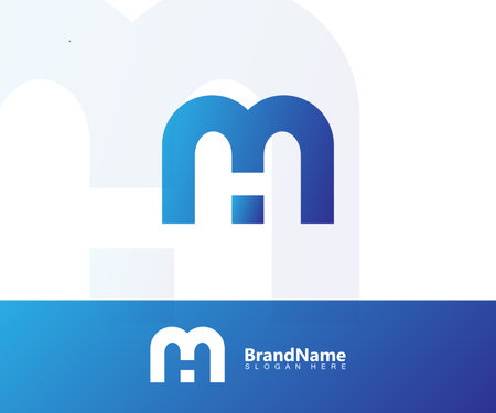 M H letter logo, design a combination of the letters M and H into one unique and simple logo. logo for brand, initials, symbol, company. vector illustrationのイラスト素材