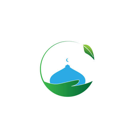 Natural mosque logo icon inspiration. green an blue texture. simple and unique logo. for corporate symbols and graphic design. modern templatesのイラスト素材