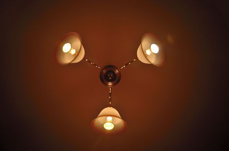 Chandelier lighting photographed from belowの写真素材