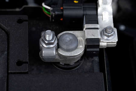 Auto electrician close-up. Car service. Diagnostics of electrical wiring. Car wire connector.