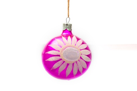 Hanging Christmas ball isolated on white.の写真素材
