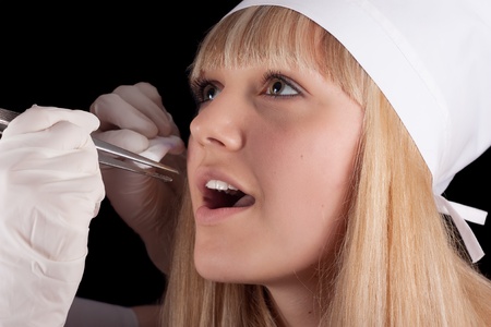 Dental examination blonde nurse の写真素材