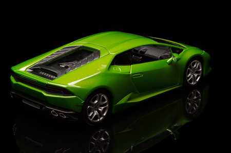 SANTAGATA BOLOGNESE, BOLOGNA, ITALY - JAN 20 - Toy lamborghini huracan on black background, Tuesday 20 January 2015のeditorial素材