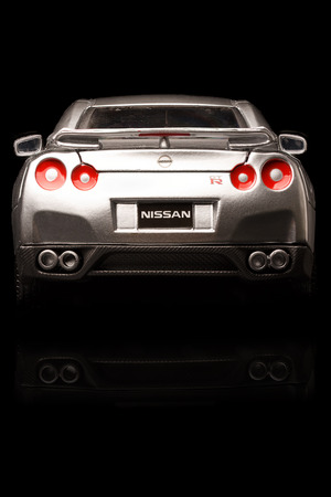 YOKOHAMA JAPAN APR 04 Toy Nissan GTR on background Saturday 04 April 2015のeditorial素材