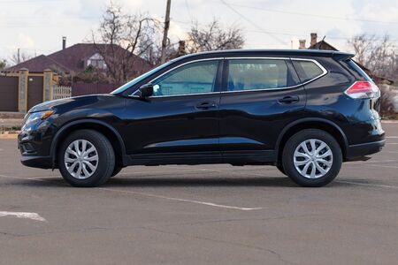 Washington DC, USA - February 29, 2020: Photo of black Nissan Rogue in the open air.のeditorial素材