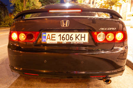 Krivoy Rog, Ukraine - August 24, 2020: Photo of black Honda Accord in the city.のeditorial素材