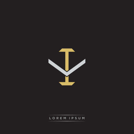 Initial letter overlapping interlock logo monogram line art style isolated on black background templateのイラスト素材