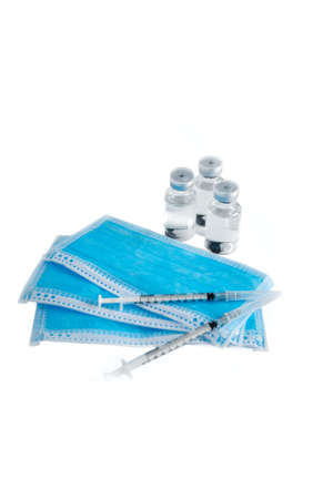 Empty bottle of vaccine with syringe for hygiene injection.の写真素材