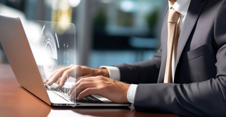 Document Management System (DMS) technology digital file. Cloud storage content online paperless, database software folder. Software for archiving, searching and managing files. Ai generative.の素材