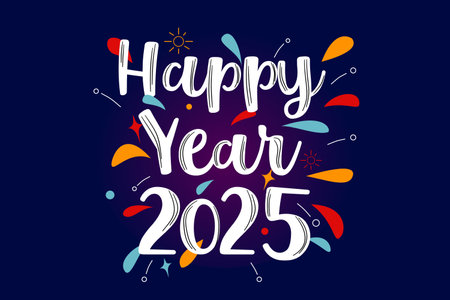 2025 new year card celebration concept. Background design event invitation, greeting card, new year's eve, celebration event, calender date holiday greeting, annual cheerful event.のイラスト素材