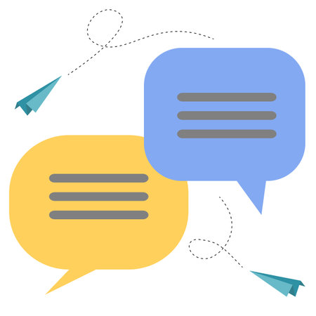 Speech bubble, chat balloon, talk messaging, text communication online in vector symbol illustration. Concept of discussion dialogue, thought bubble icon label conversation comic cartoon style.のイラスト素材