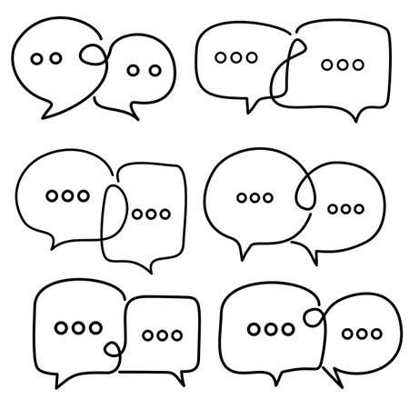 Chatbot ai robot assistance, speech bubble message communication icon. Chatting dialogue flat design. Smart assistant artificial intelligence technology, online messaging help support symbol.のイラスト素材