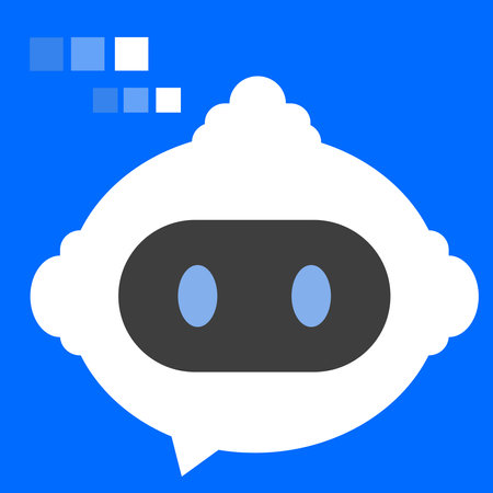 Chatbot ai robot assistance, speech bubble message communication icon. Chatting dialogue flat design. Smart assistant artificial intelligence technology, online messaging help support symbol.のイラスト素材