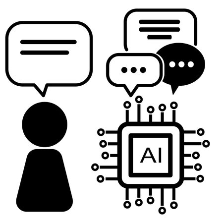 Chatbot ai robot assistance, speech bubble message communication icon. Chatting dialogue flat design. Smart assistant artificial intelligence technology, online messaging help support symbol.のイラスト素材