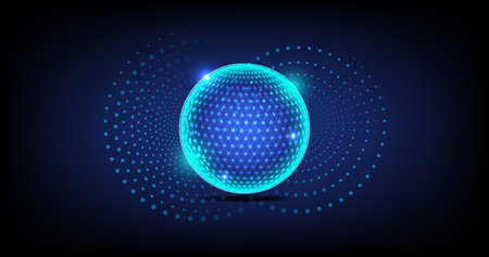 Glowing sphere consisting of lines and dots. Abstract background. Vector illustration.のイラスト素材