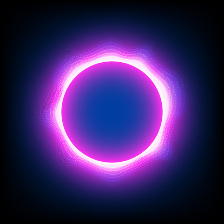 Neon circle. Glowing light effect. Abstract background. Vector illustration.のイラスト素材